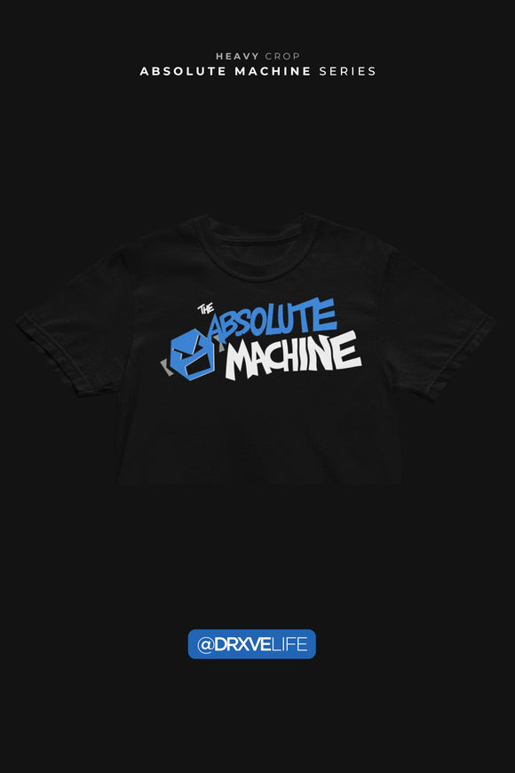 Black t-shirt with 'The Absolute Machine' logo from DRXVE